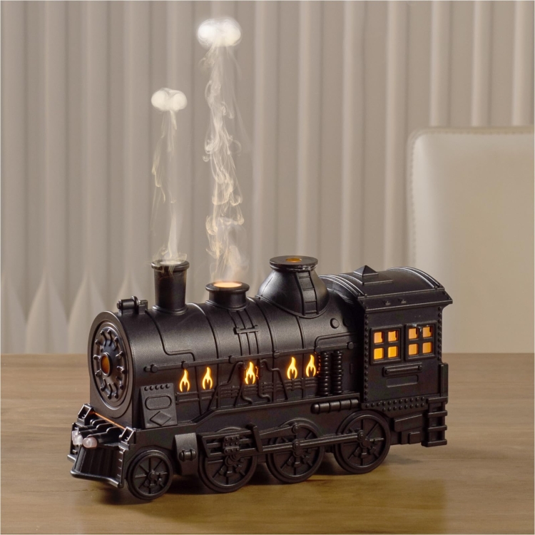 300ml Train Smoke Ring Ultrasonic Air Humidifier & Aroma Diffuser with Remote Control, UK Plug - Six Pandas