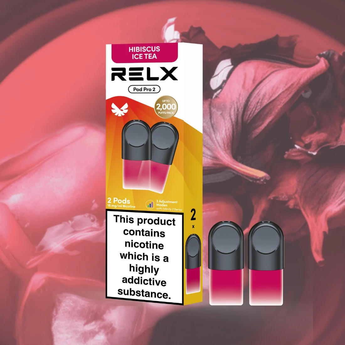 RELX Pod Pro Hibiscus Ice Tea Flavors 18mg/ml Nicotine - Six Pandas